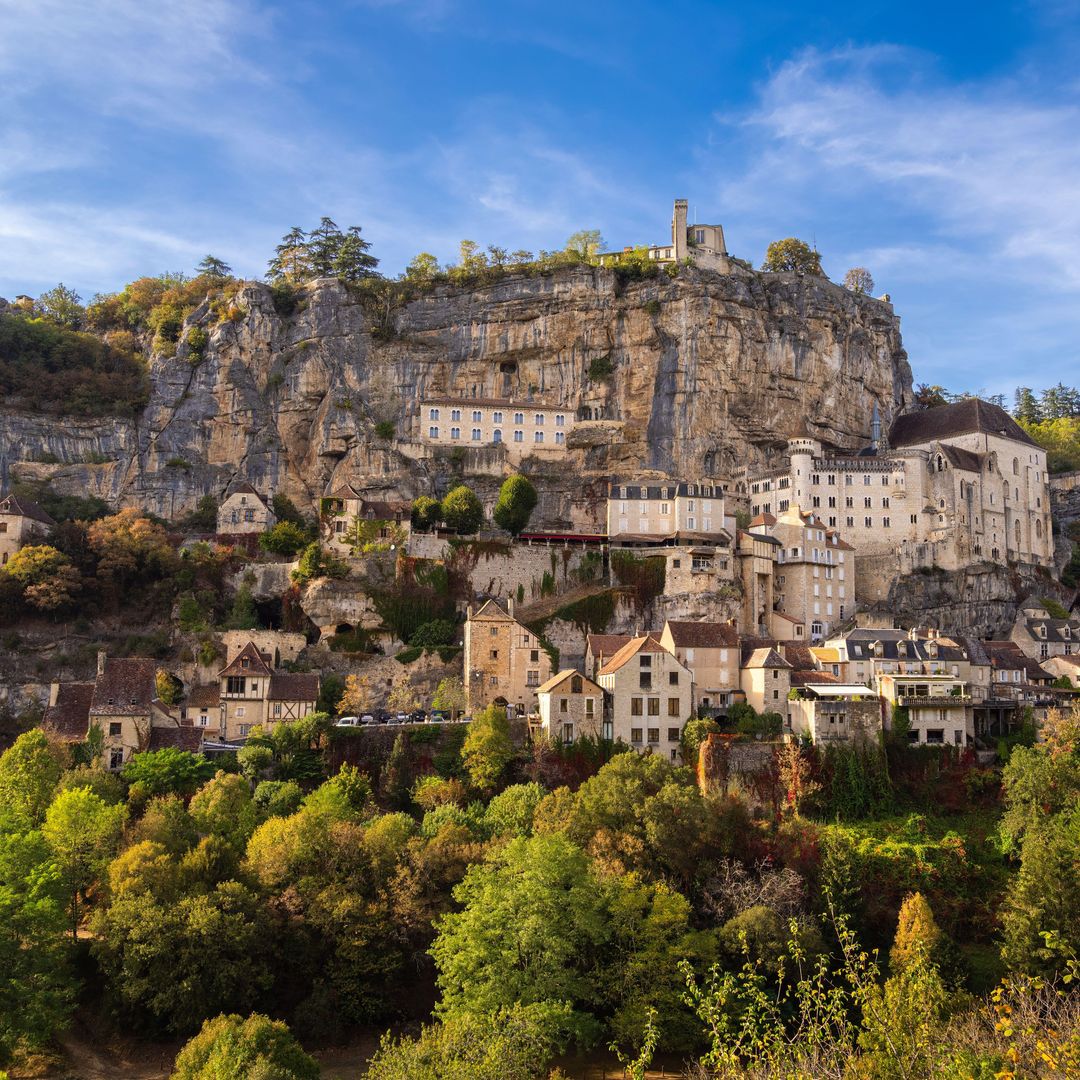 Vista panorámica de Rocamadour, en el departamento francés de Lot