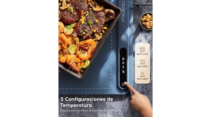 Esta bandeja calentadora es una de las más completas: incluye tres niveles de temperatura