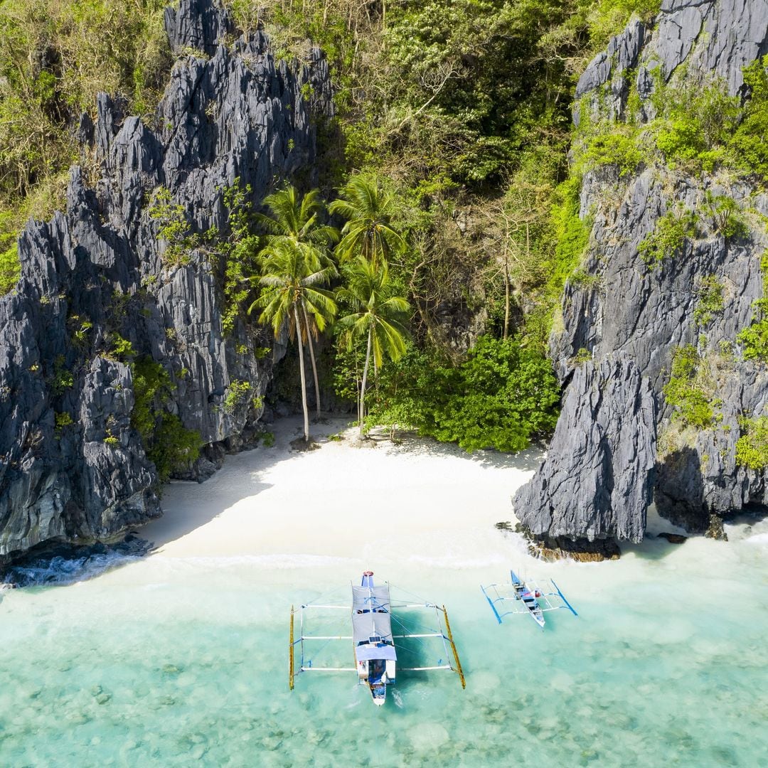 Playa en la isla Entalula, Bacuit Bay, El Nido, Palawan, Filipinas