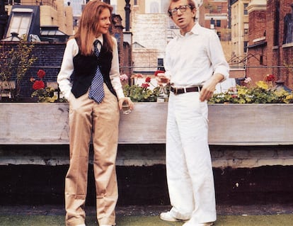 Woody Allen y Diane Keaton, en el set de Annie Hall en Nueva York.