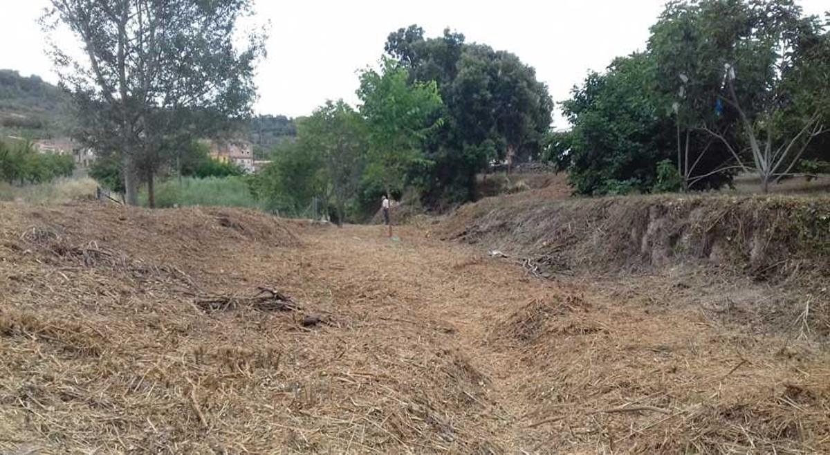 Torrente en Valls (Cataluña) tras su desbroce total