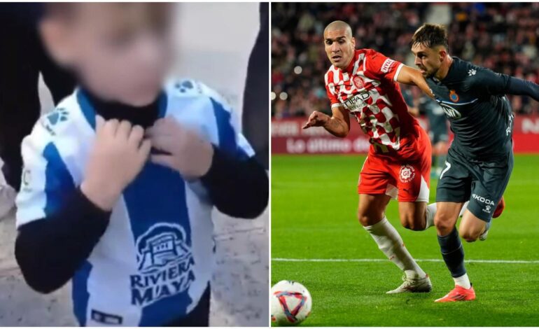 el Girona obliga a un niño de cinco años a quitarse su camiseta del Espanyol