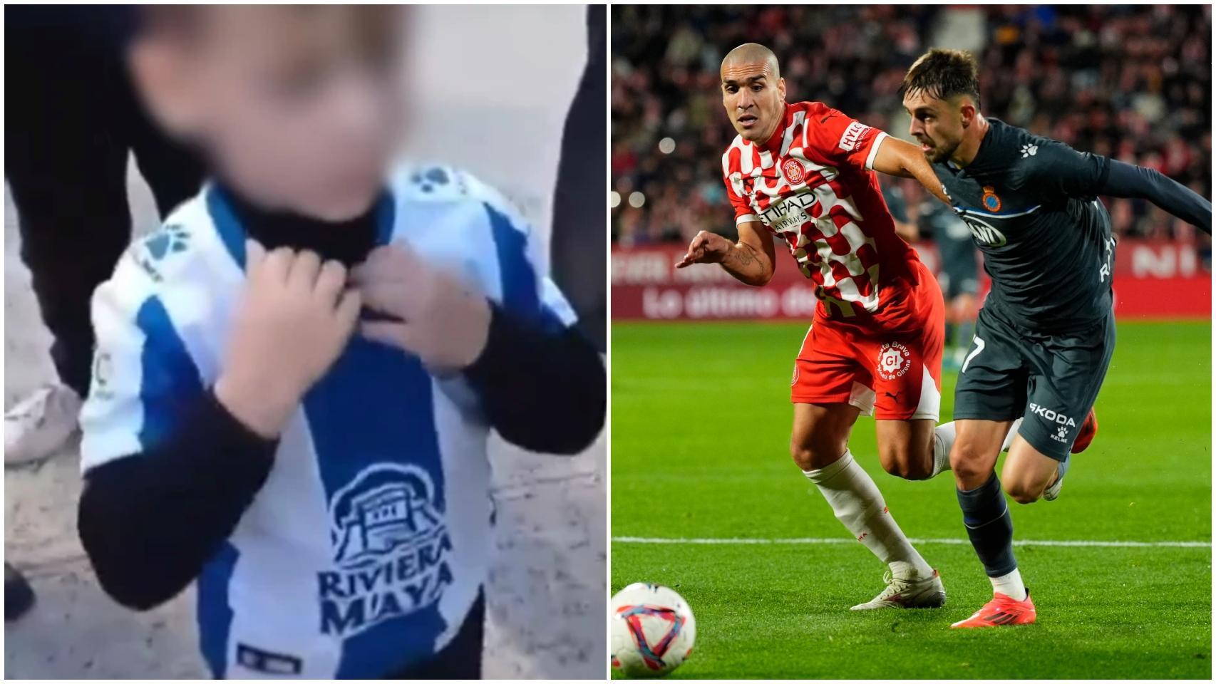 el Girona obliga a un niño de cinco años a quitarse su camiseta del Espanyol