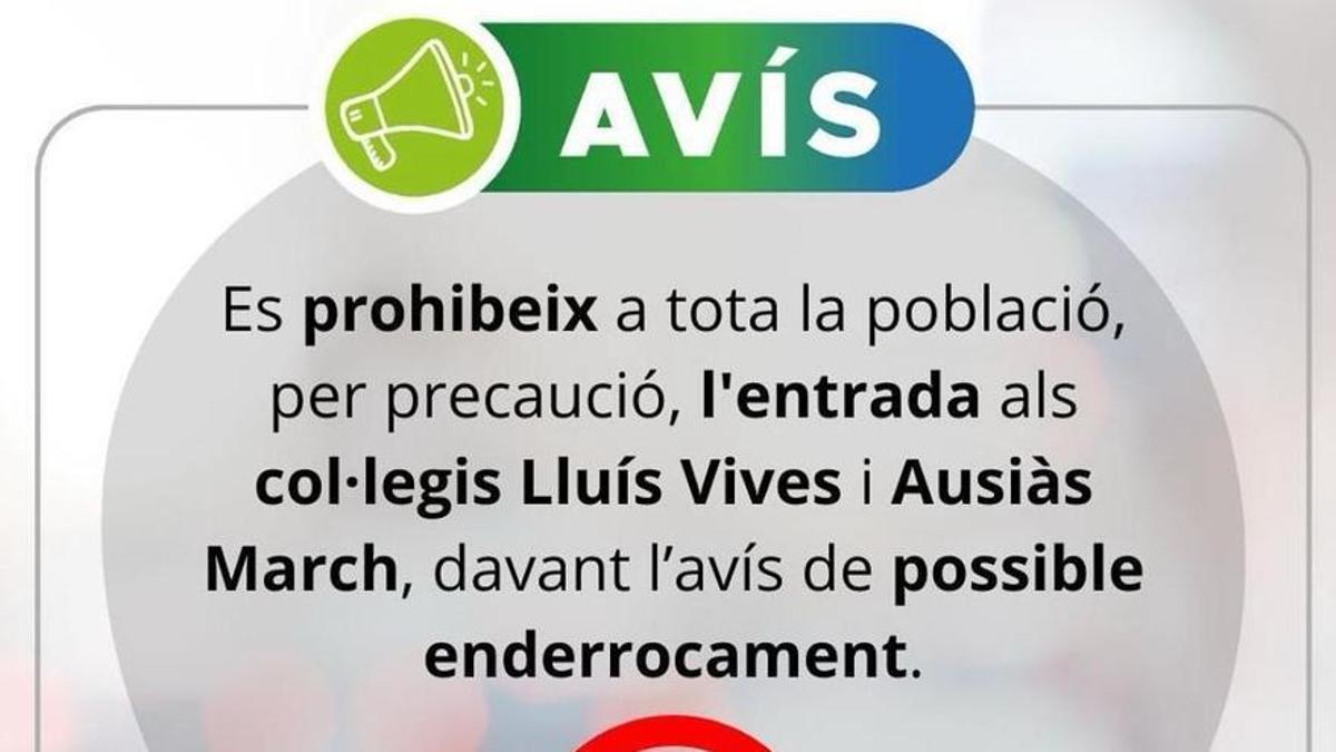 Massanassa prohibió a los vecinos el acceso al Lluís Vives por «posible derrumbe»