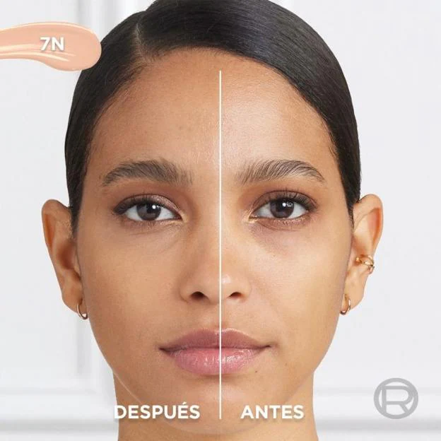 Antes y después de usar el corrector L'Oréal Paris.