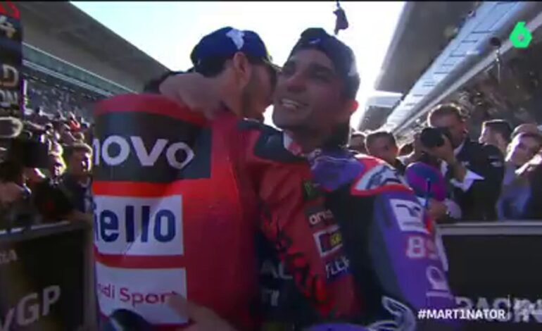 El emotivo momento entre Jorge Martín y Pecco Bagnaia tras la carrera: «Gracias por hacerme mejor»