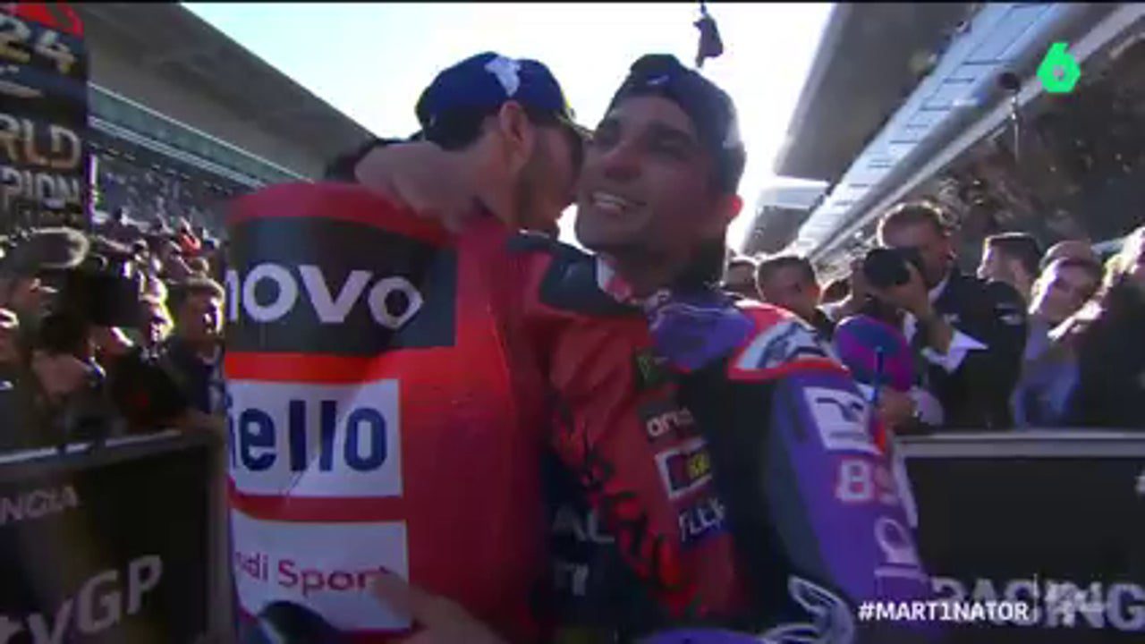 El emotivo momento entre Jorge Martín y Pecco Bagnaia tras la carrera: «Gracias por hacerme mejor»