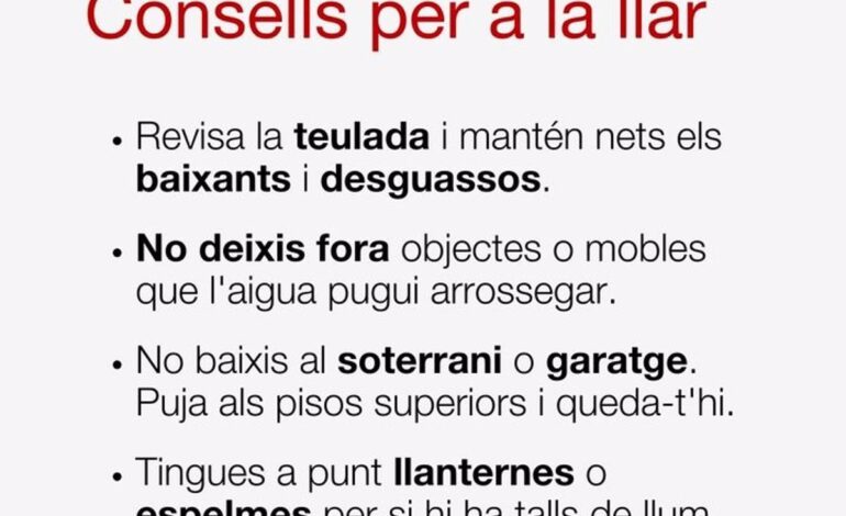 La Generalitat pide a la ciudadanía que no baje «al sótano o garaje» con lluvias intensas