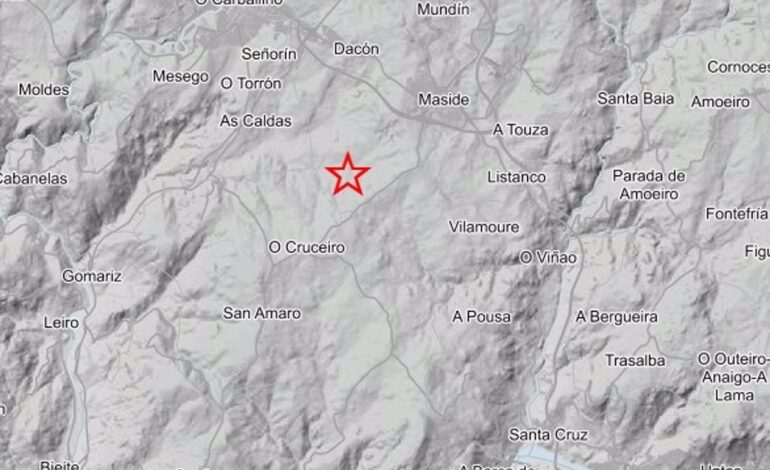 Registrado un terremoto de magnitud 2,4 en Maside (Ourense)