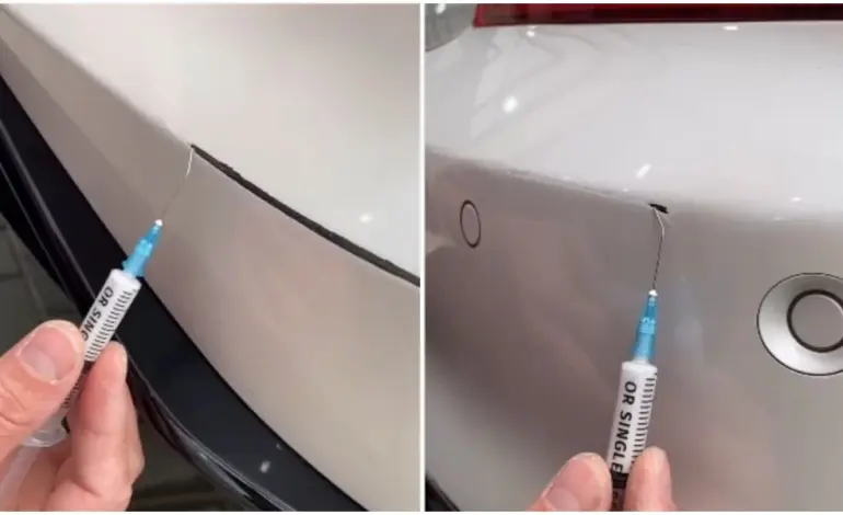 Una jeringuilla y pintura es lo único que necesitas para reparar un arañazo en tu coche