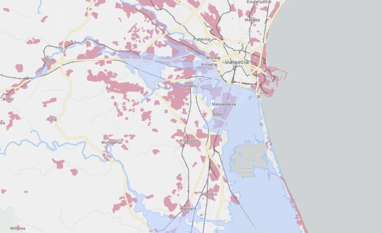 El mapa de las zonas inundadas por la DANA creado por la Universidad de Valencia