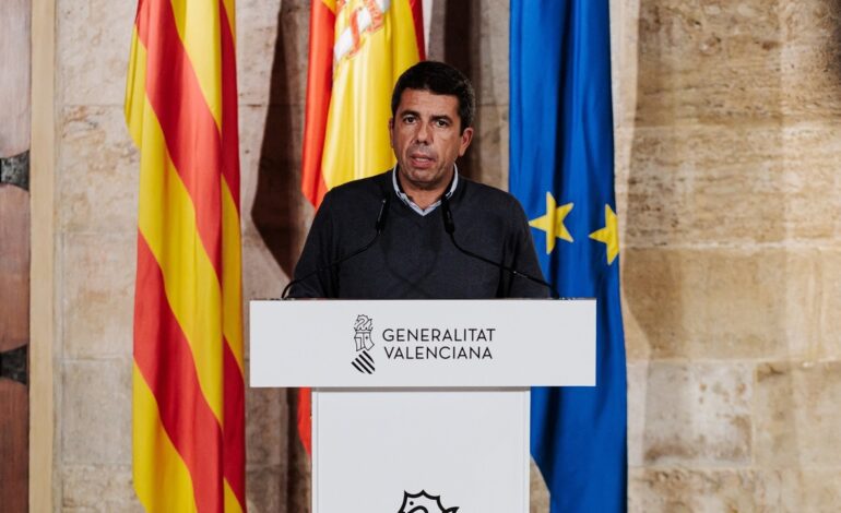 Carlos Mazón aplaza al viernes su comparecencia en Les Corts por la alerta roja por lluvias en Valencia