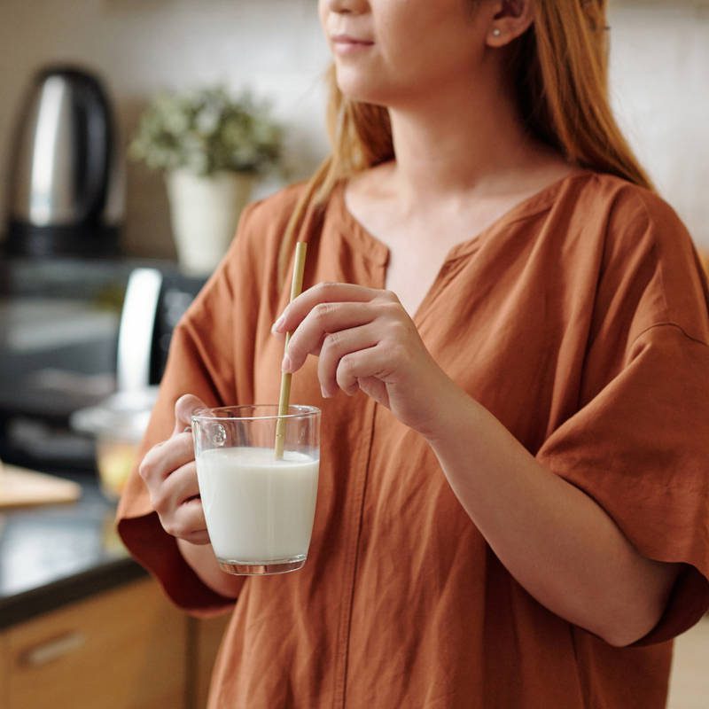 vaso de leche antes de acostarse