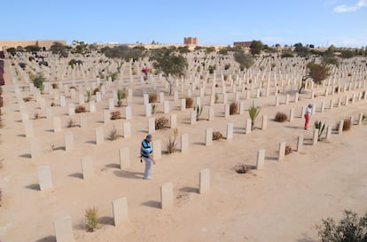 The Commonwealth Military Cemetery, a moving place with more than 7,000 graves arranged in rows among well-kept desert plants, in El Alamein, Egypt.