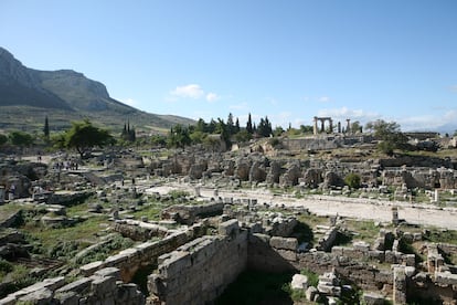 Los restos arqueológicos de la antigua Corinto.