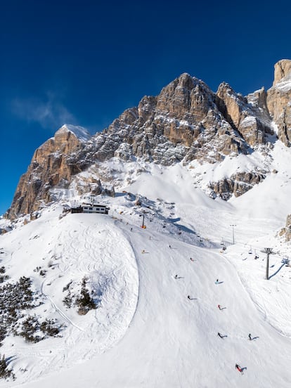 Uno de los descensos en las instalaciones de Dolomiti Superski (Italia).