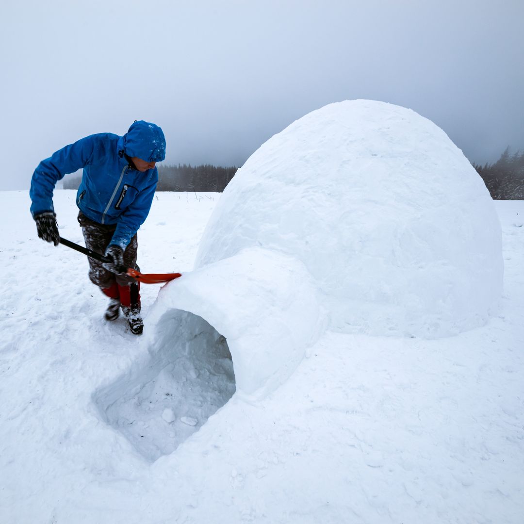 Construye un iglú en la nieve.