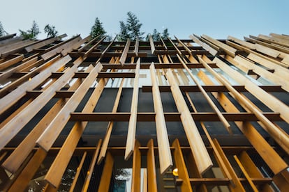 El exterior de la casa de Japón São Paulo, un centro cultural del restaurante japonés Aizomé.