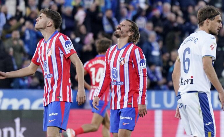 El Atlético de Madrid sucumbe ante el Leganés, pierde la racha histórica de victorias y deja el liderato de La Liga en el aire