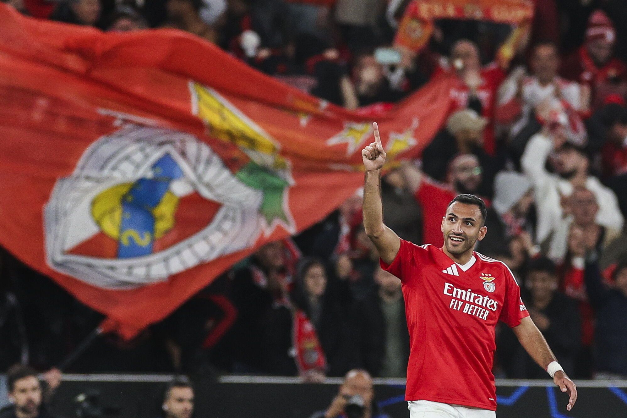 Lisbon (Portugal), 01/21/2025.- Benfica`s Pavlidis celebrates a goal against Barcelona during their UEFA Champions League soccer match held at Luz Stadium in Lisbon, Portugal, 21 January 2025. (Champions League, Lisbon) EFE/ EPA/MIGUEL A. LOPES