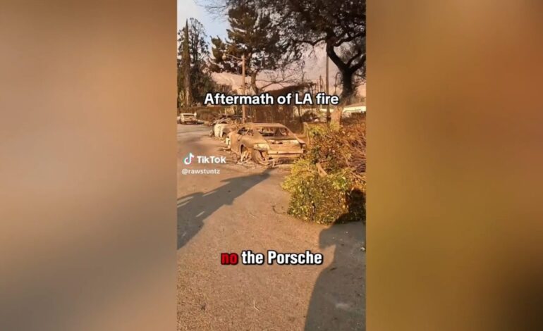 Los efectos devastadores del incendio en Los Ángeles: un ‘tiktoker’ muestra varios coches de lujo completamente calcinados