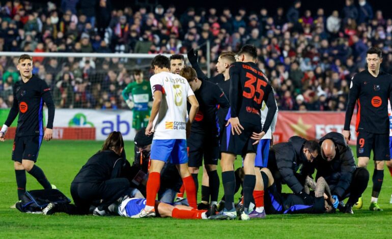 El escalofriante choque entre Jaime Ara e Iñigo Martínez que dejó inconsciente al jugador del Barbastro