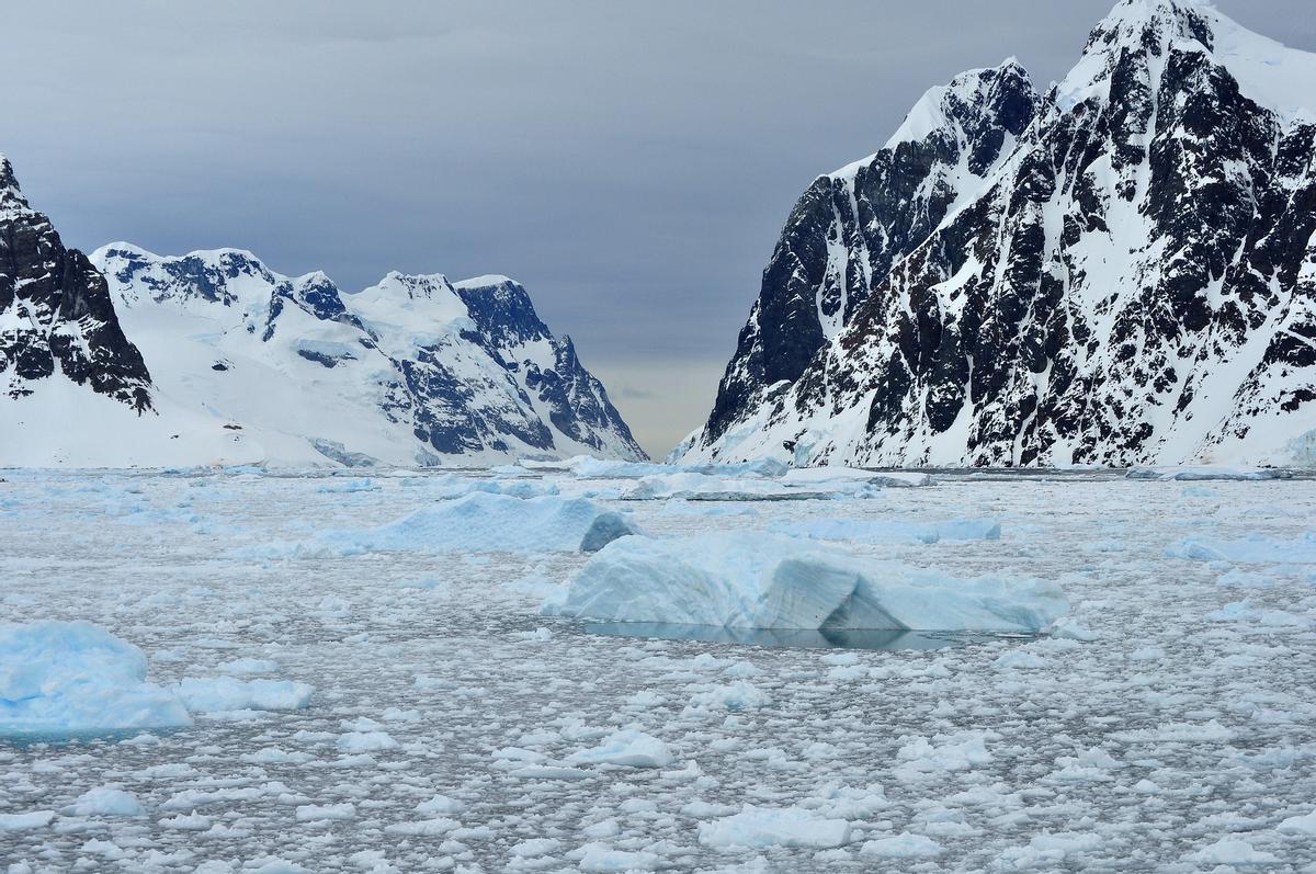 Fragmentos de hielo en la Antártida.