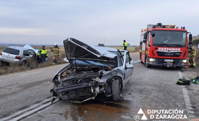 Heridas dos personas en un choque central en Pradilla de Ebro (Zaragoza)