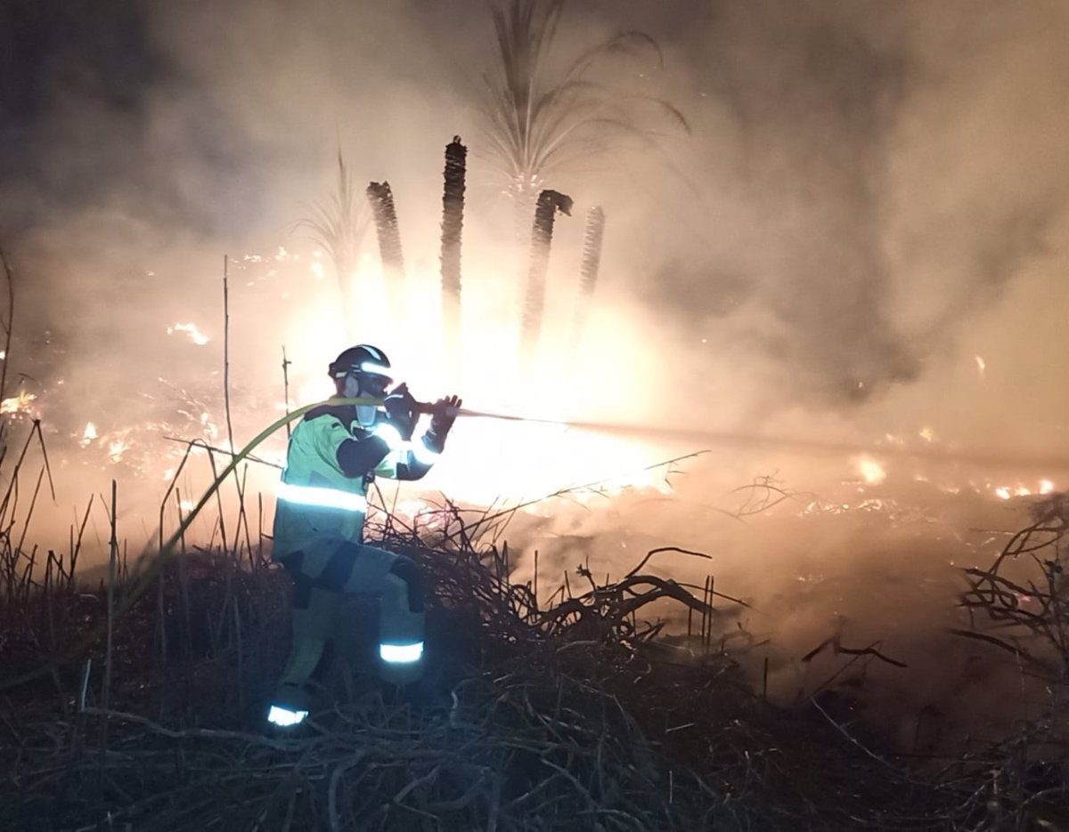 Dan por extinguido un incendio en una rambla en el Cocón (Águilas)