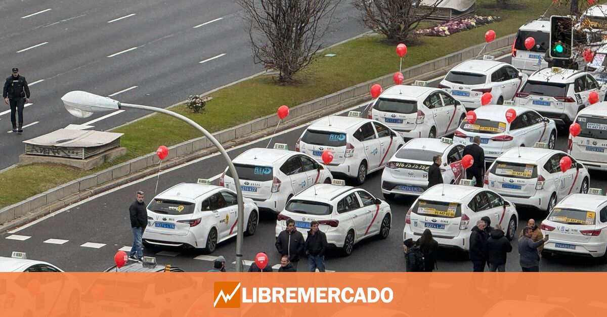 Los taxistas paralizan Madrid: «Hay pólizas de seguro de 6.000 euros, están mermando nuestra capacidad de subsistir»