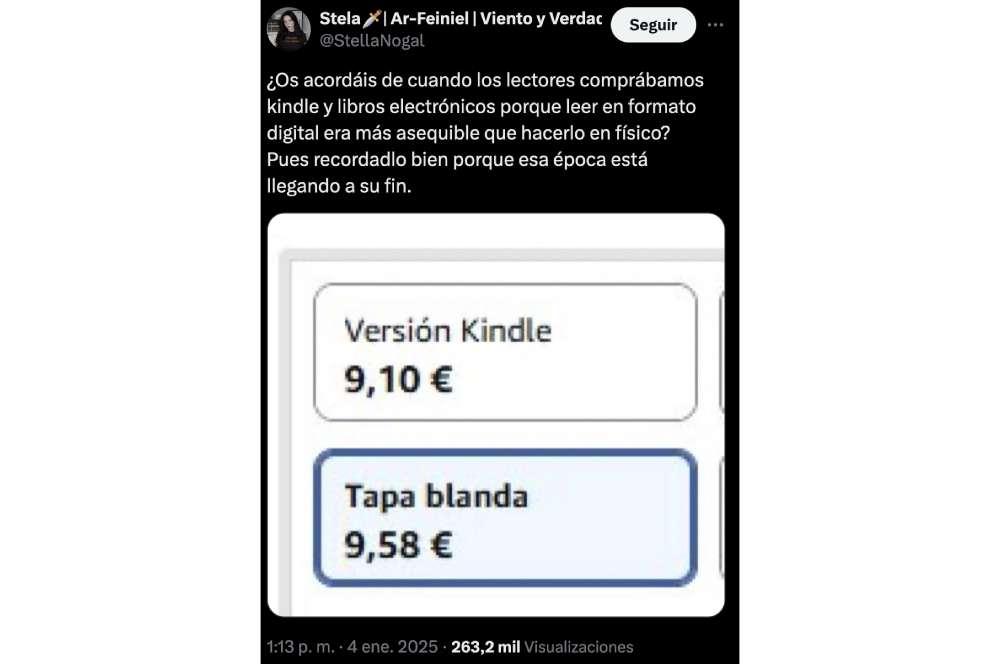 Tweets sobre precios de libros electrónicos