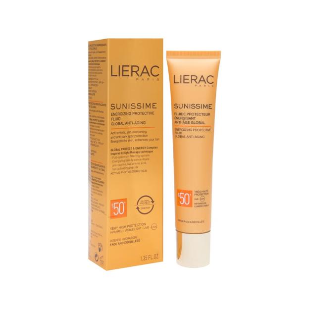 Lierac Sunissime Fluido Facial Antiedad SPF50+.