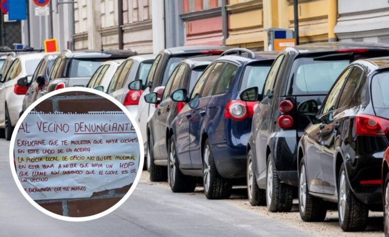 Un vecino se chiva para que multen a los coches aparcados y le dejan este contundente mensaje