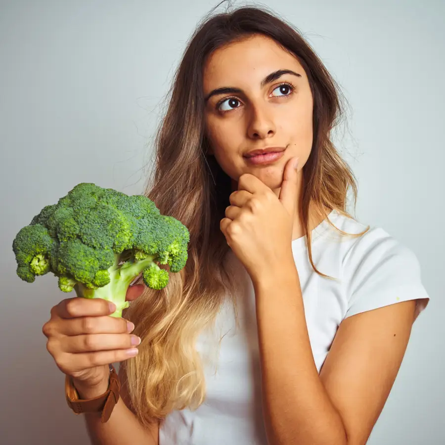 Mujer con brócoli