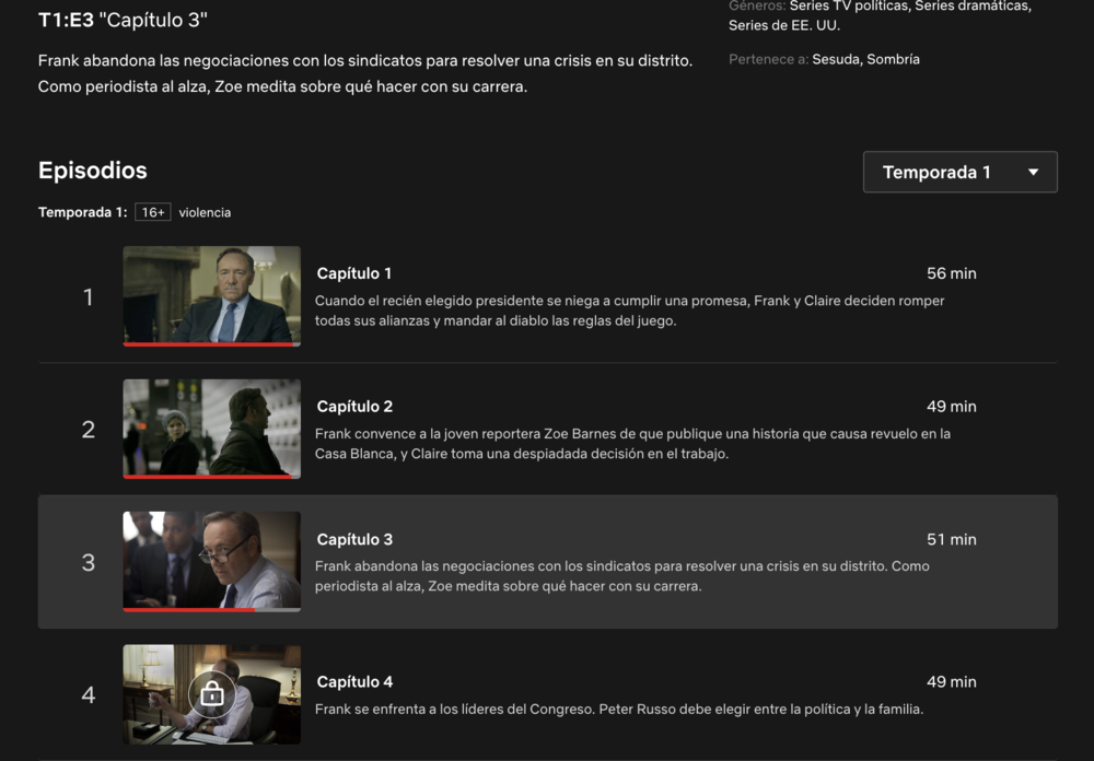 Imágenes de House of Cards en Netflix