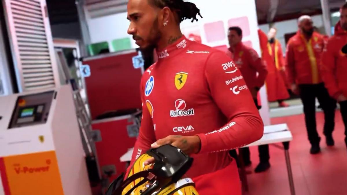 Hamilton ya viste de rojo y rueda en Fiorano.. ojo al nuevo casco