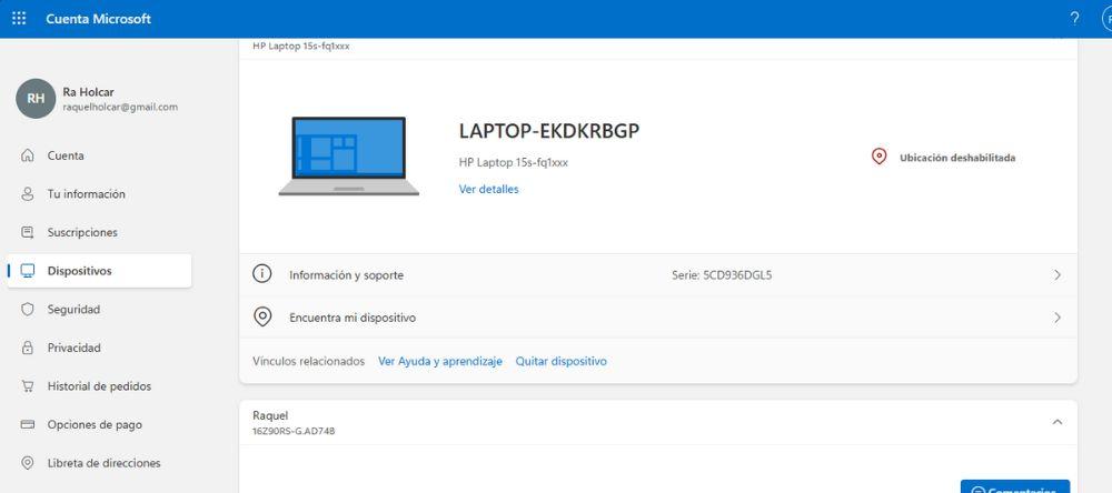 Eliminar la cuenta de Microsoft del dispositivo