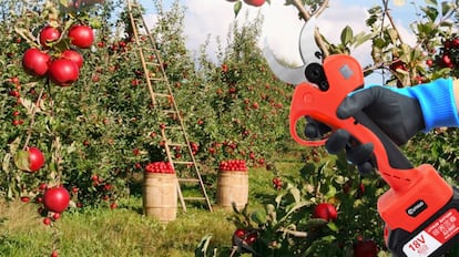 Tijeras eléctricas para cortar ramas, arbustos, árboles frutales y otra vegetación doméstica.