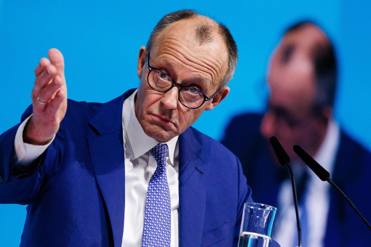 El líder de la CDU y candidato a la Cancillería alemana, Friedrich Merz, este lunes durante el congreso del partido.