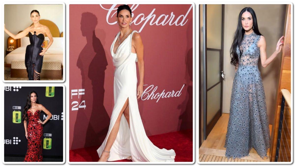 Moore, impecable con vestidos de Schiaparelli, Oscar de la Renta, Loewe y un un Dior Couture.