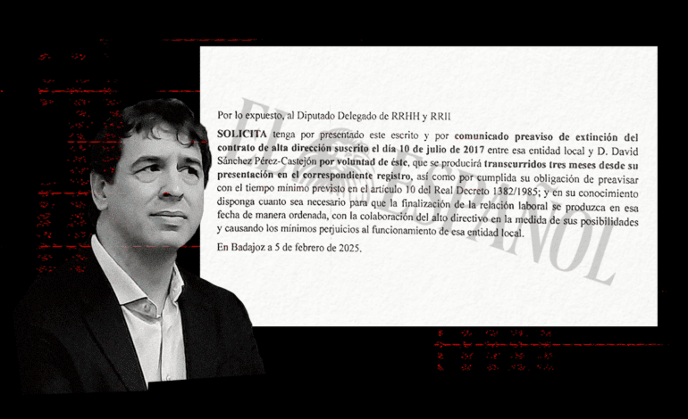 El hermano de Sánchez renuncia a su puesto en la Diputación de Badajoz con el preaviso legal de 3 meses