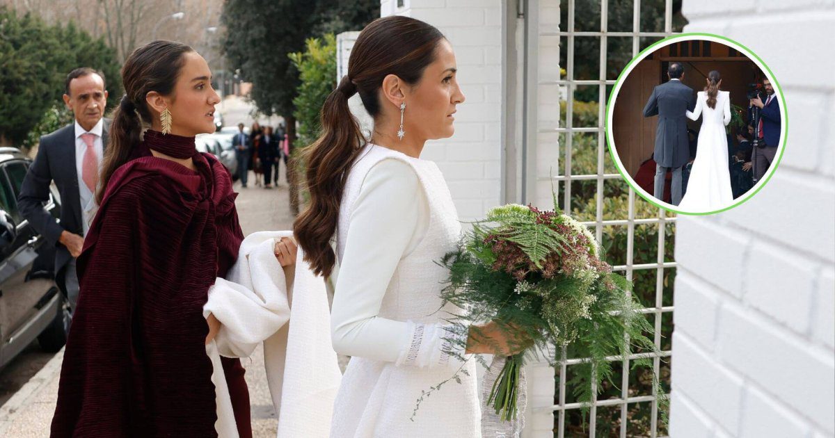 El atemporal vestido de Almudena Montejo para su boda con Félix de Gregorio Navasqüés que amarán las novias sencillas