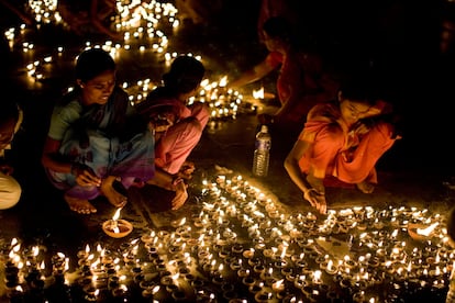 Celebración de Diwali en India.