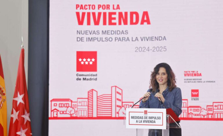 Isabel Ayuso, presidenta de la Comunidad de Madrid, anuncia 4.500 viviendas de alquiler asequible