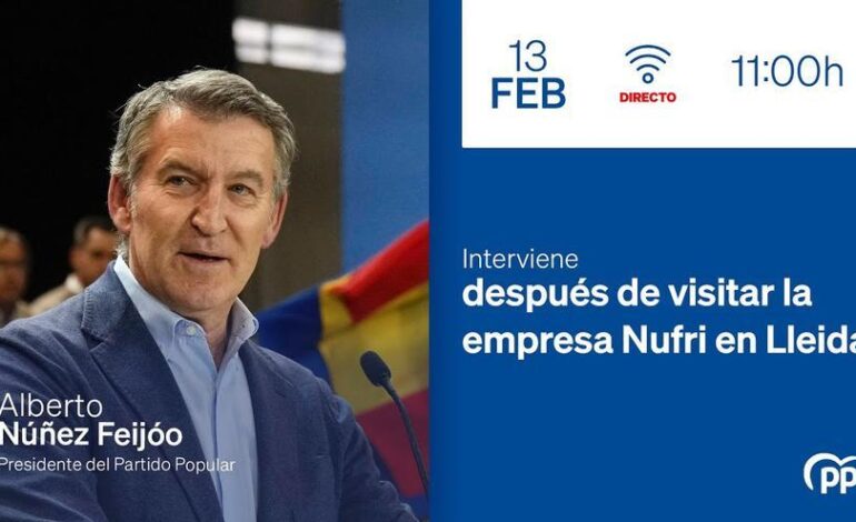 Alberto Núñez Feijóo interviene ante los medios de comunicación en Lleida