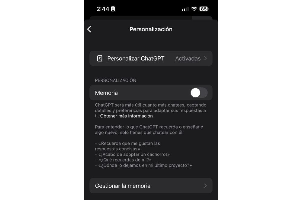 Personalización en chatgpt