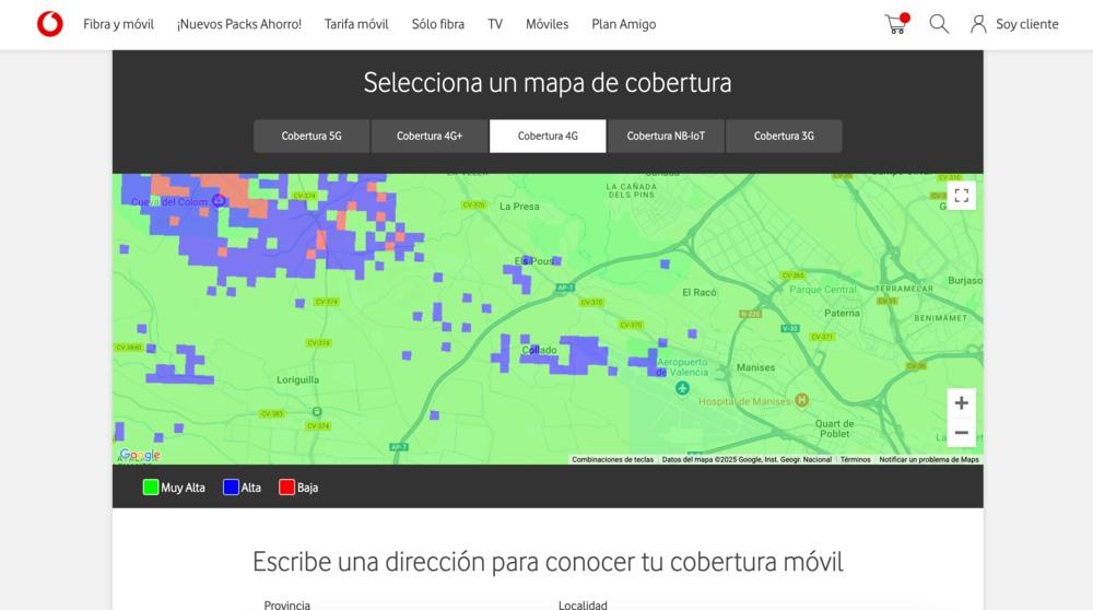 Imágenes del mapa de Vodafone