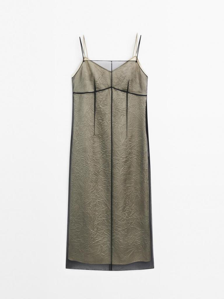 Vestido con transparencia de Massimo Dutti