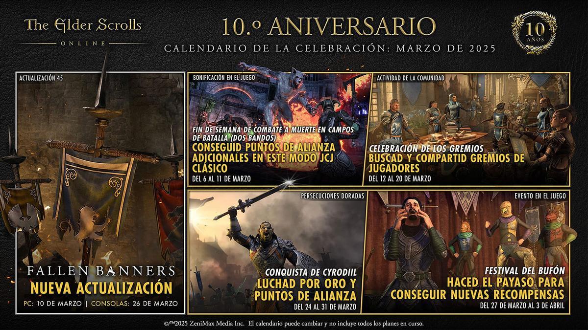 The Elder Scrolls Online desvela un calendario repleto de actividades para celebrar su décimo aniversario en marzo.