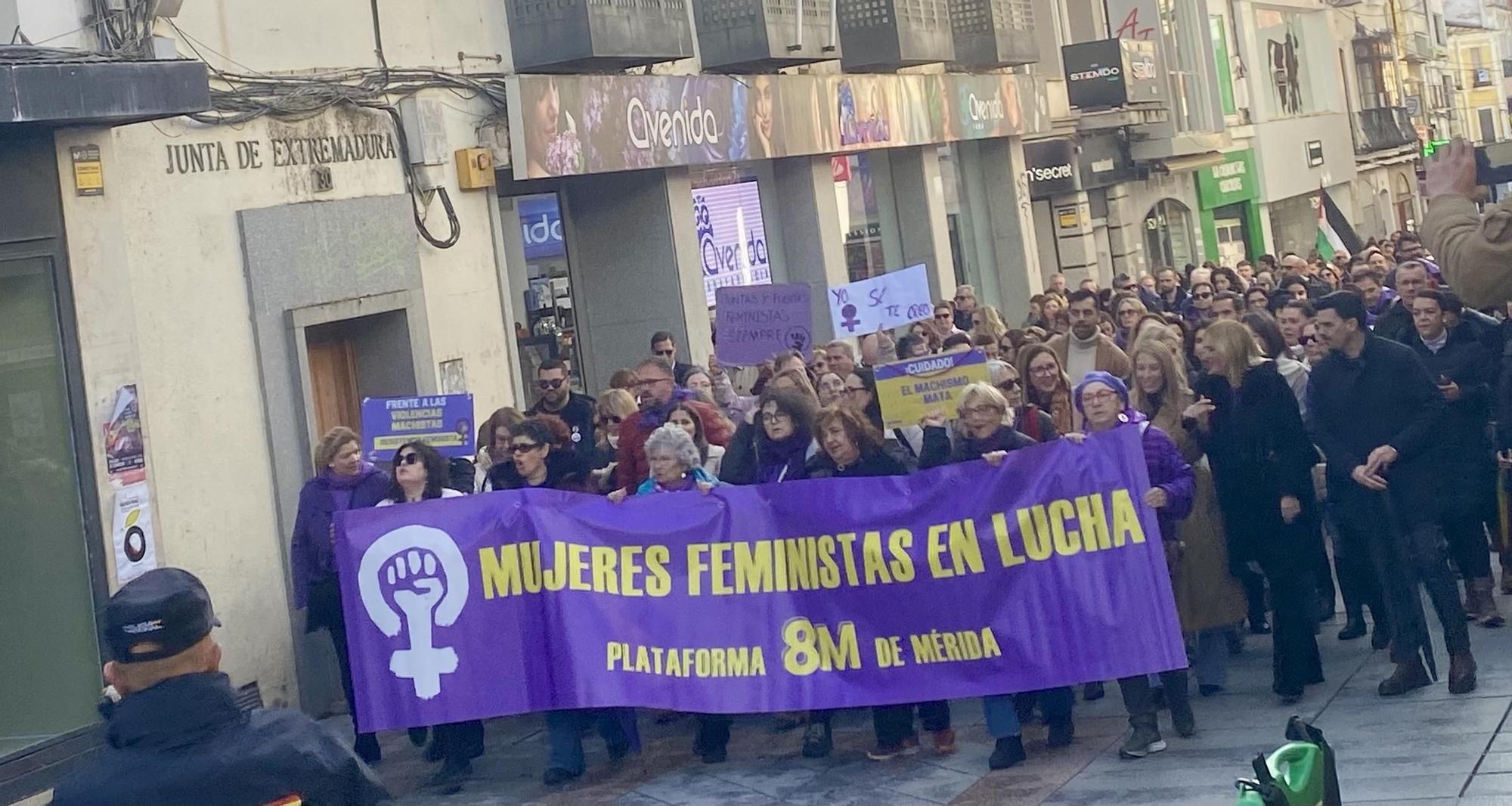 Demostración de los 8m celebrada este sábado en Mérida.